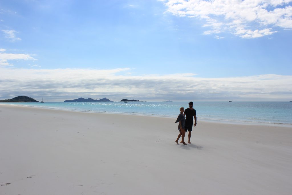STROLL: Chris Hemsworth and wife Elsa Pataky enjoy a walk along Whitehaven Beach. Photo contributed. STROLL: Chris Hemsworth and wife Elsa Pataky enjoy a walk along Whitehaven Beach. Photo contributed.