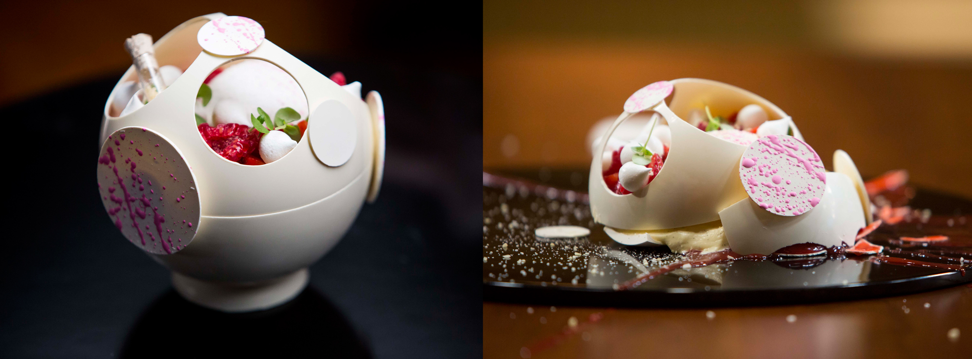 Anna Polyviou's dish Anna's Mess, also known as the 'Death Star of Desserts' pictured before and after dropping on MasterChef. Anna Polyviou's dish Anna's Mess, also known as the 'Death Star of Desserts' pictured before and after dropping on MasterChef.