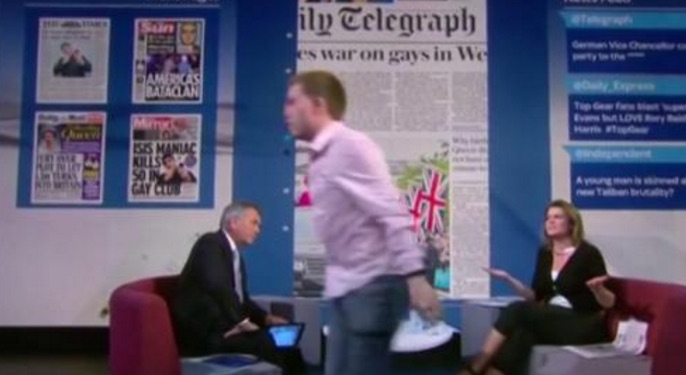 Journalist Owen Jones storms out of a live television interview. Journalist Owen Jones storms out of a live television interview.