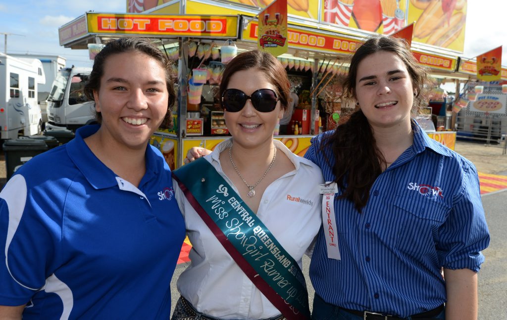 L-R Taylor Collins (Jnr Rural Ambassador) Zhanae Conway-Dodd (Miss Showgirl 2015 runner up), Madeleine Vlasich (Jnr Miss Showgirl entrant) at the Rockhampton Show. Photo: Chris Ison / The Morning Bulletin L-R Taylor Collins (Jnr Rural Ambassador) Zhanae Conway-Dodd (Miss Showgirl 2015 runner up), Madeleine Vlasich (Jnr Miss Showgirl entrant) at the Rockhampton Show. Photo: Chris Ison / The Morning Bulletin