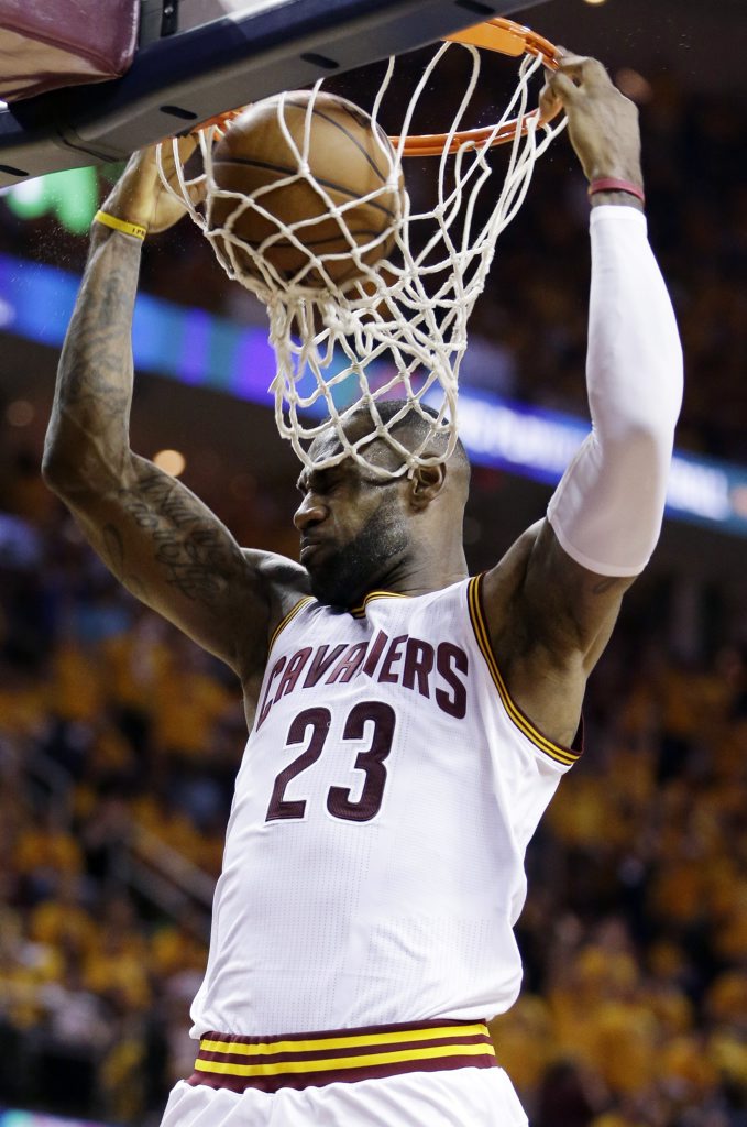 TAKE THAT: Cleveland Cavaliers' LeBron James delivered a slam dunk to his critics with another brilliant performance, winning the NBA finals MVP and breaking his team's long title drought. Picture: AP Photo/Tony Dejak. TAKE THAT: Cleveland Cavaliers' LeBron James delivered a slam dunk to his critics with another brilliant performance, winning the NBA finals MVP and breaking his team's long title drought. Picture: AP Photo/Tony Dejak.