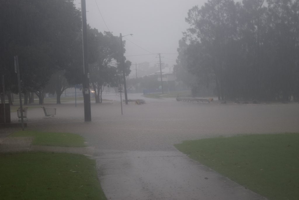 Flooding due to heavy rain near the Lismore shopping square Flooding due to heavy rain near the Lismore shopping square