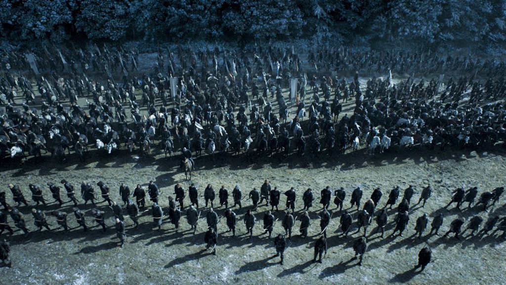 The 'battle of the bastards' in a scene from season six episode nine of Game of Thrones. The 'battle of the bastards' in a scene from season six episode nine of Game of Thrones.