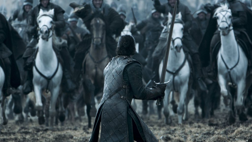 Kit Harington as Jon Snow in a scene from season six episode nine of Game of Thrones. Kit Harington as Jon Snow in a scene from season six episode nine of Game of Thrones.