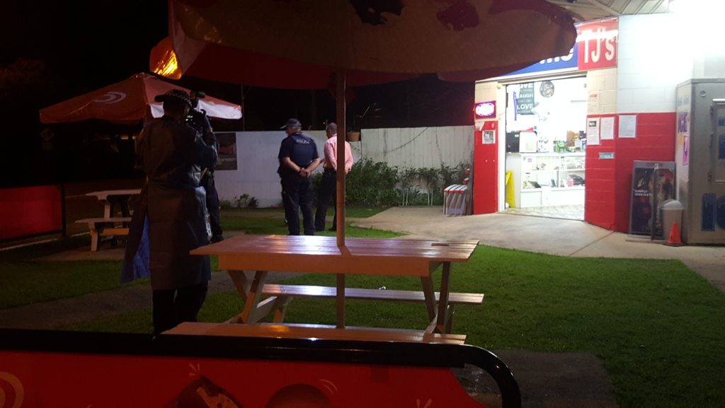 Crime scene photos were taken during an investigation at TJ's Mini Mart in Evan Street, South Mackay, following a robbery tonight. Crime scene photos were taken during an investigation at TJ's Mini Mart in Evan Street, South Mackay, following a robbery tonight.