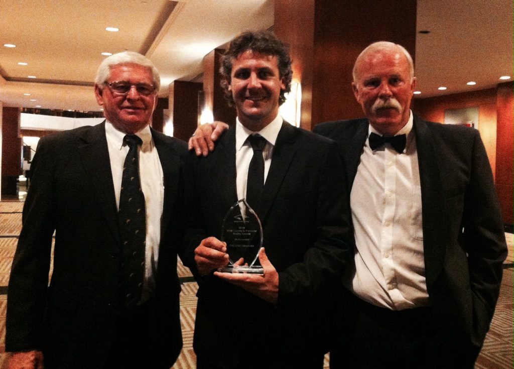 The Daily Examiner sports editor Bill North (middle) holding the Country Media Award with Clarence River Jockey Club chairman Graeme Green and Racing NSW racing writer Tony White at the Racing NSW 2013/14 Country and Provincial Racing Awards at the Four Seasons Hotel in Sydney on the night of Friday, October 14th 2014. Photo Bill North / Daily Examiner The Daily Examiner sports editor Bill North (middle) holding the Country Media Award with Clarence River Jockey Club chairman Graeme Green and Racing NSW racing writer Tony White at the Racing NSW 2013/14 Country and Provincial Racing Awards at the Four Seasons Hotel in Sydney on the night of Friday, October 14th 2014. Photo Bill North / Daily Examiner
