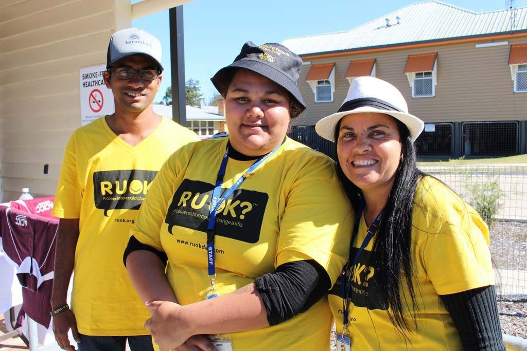 Cherbourg Hospital staff members (from left) Arvind Ponnapalli, Bobbi Sandow and Natalie Chapman at last year's health expo. 