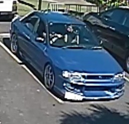 A CCTV image of the stolen Subaru. A CCTV image of the stolen Subaru.
