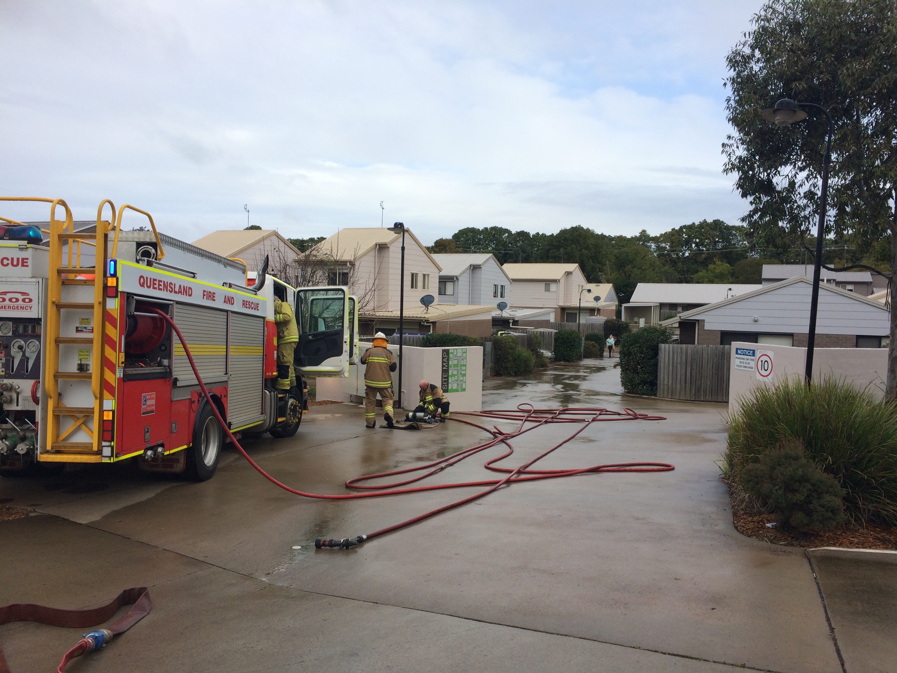 Emergency services at the scene where a man threatened to blow his unit up. Emergency services at the scene where a man threatened to blow his unit up.