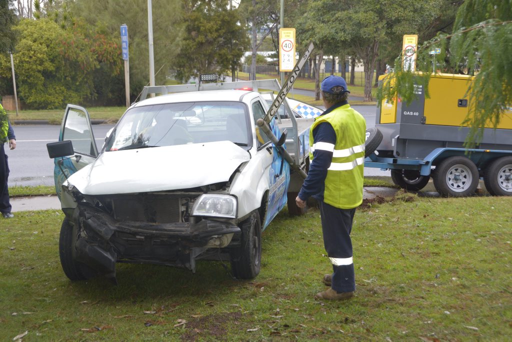 A road train and a utility collided about 10.15am at the intersection of James and Curzon Sts in Rangeville, Toowoomba. A road train and a utility collided about 10.15am at the intersection of James and Curzon Sts in Rangeville, Toowoomba.