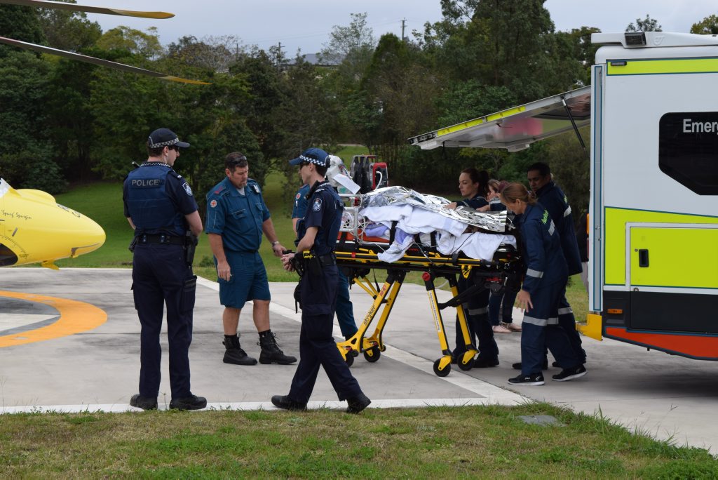 The 12-year-old Monkland girl who suffered serious burns and smoke inhalation in a house fire is transferred to a Careflight helicopter to be flown to Lady Cilento Children's Hospital. The 12-year-old Monkland girl who suffered serious burns and smoke inhalation in a house fire is transferred to a Careflight helicopter to be flown to Lady Cilento Children's Hospital.