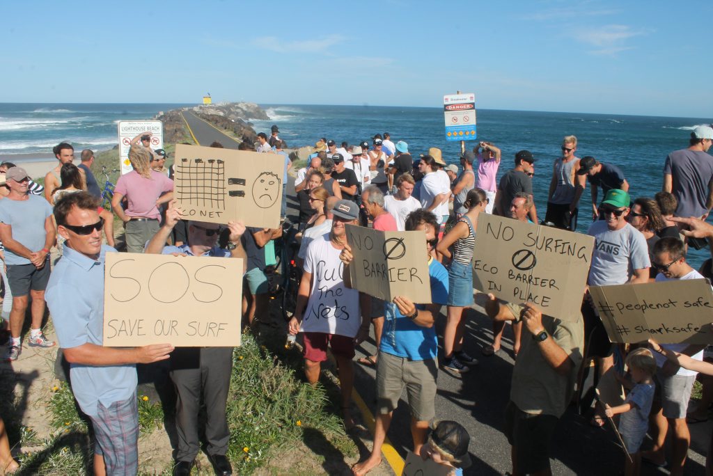 A recent protest about plans for eco barriers at Lighthouse Beach, Ballina. A recent protest about plans for eco barriers at Lighthouse Beach, Ballina.