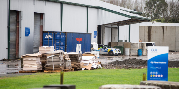 Police were at Oji Fibre Solutions, Hamilton, after body parts were found. Police were at Oji Fibre Solutions, Hamilton, after body parts were found.