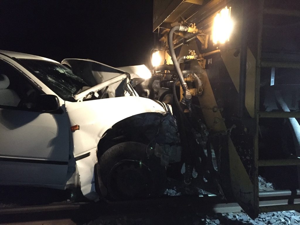 Head-on collision between a loaded coal train and a sedan between Warra and Macalister Friday morning. Head-on collision between a loaded coal train and a sedan between Warra and Macalister Friday morning.