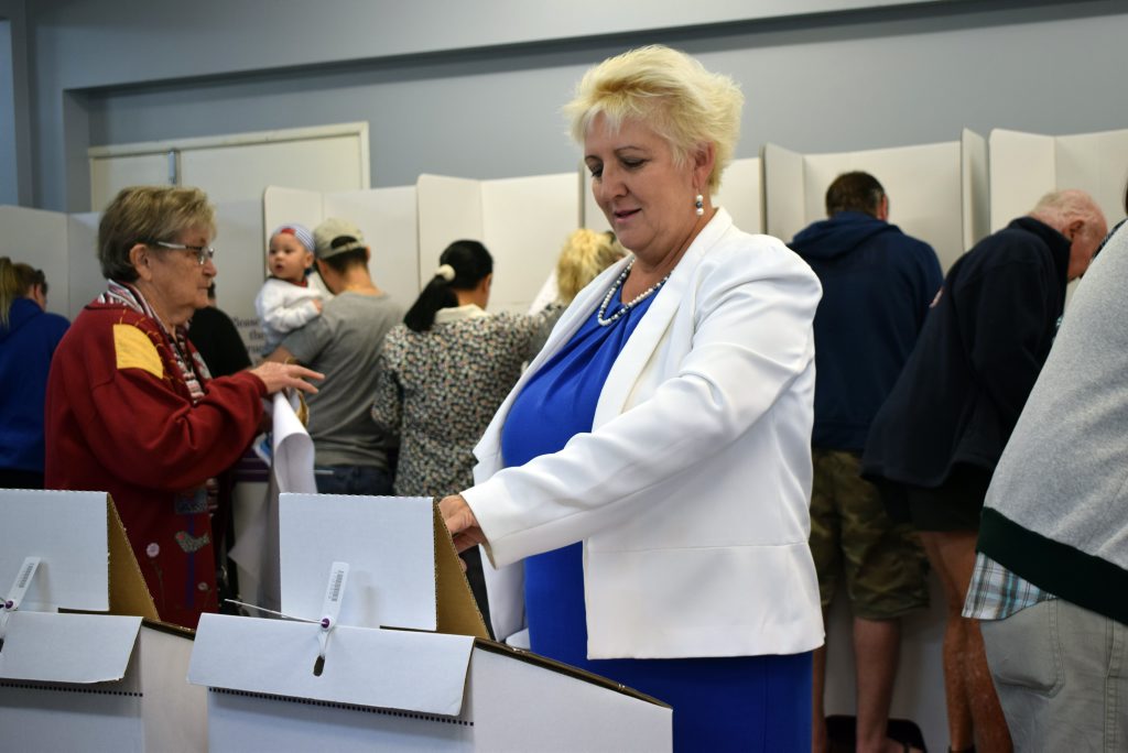 Sitting Capricornia MP Michelle Landry casts her vote this morning at the Rockhampton Baptist Church polling booth.Photo Amber Hooker / The Morning Bulletin Sitting Capricornia MP Michelle Landry casts her vote this morning at the Rockhampton Baptist Church polling booth.Photo Amber Hooker / The Morning Bulletin