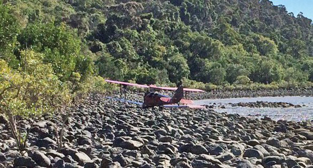 SAFE LANDING: The Tiger Moth plane made an emergency landing to the right of Funnel Bay after encountering an unknown issue this afternoon. Photo contributed. SAFE LANDING: The Tiger Moth plane made an emergency landing to the right of Funnel Bay after encountering an unknown issue this afternoon. Photo contributed.
