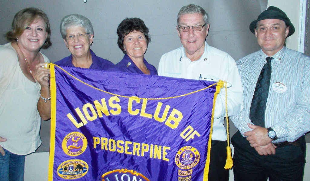 HAND OVER: Jo-Ann Kielly, Sandra Watson, Sue Dair, Tim McBride and Damien Mott at the Proserpine Lions changeover dinner. HAND OVER: Jo-Ann Kielly, Sandra Watson, Sue Dair, Tim McBride and Damien Mott at the Proserpine Lions changeover dinner.