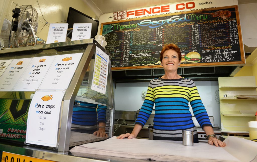 Pailine Hanson seen here at her former fish and chip shop. Hanson owned and operated the store for 10 years before entering politics. Pailine Hanson seen here at her former fish and chip shop. Hanson owned and operated the store for 10 years before entering politics.