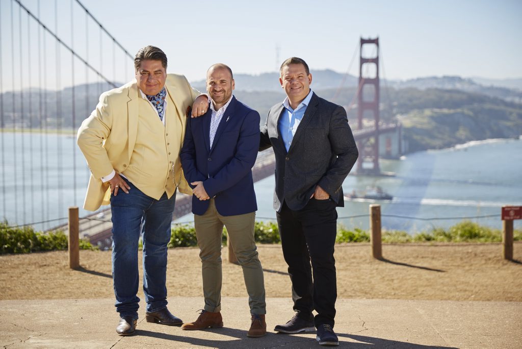 MasterChef hosts Matt Preston, George Calombaris and Gary Mehigan pictured in San Francisco. MasterChef hosts Matt Preston, George Calombaris and Gary Mehigan pictured in San Francisco.