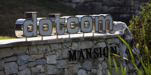 The opulent signage that once sat outside the mansion rented by Kim Dotcom. The opulent signage that once sat outside the mansion rented by Kim Dotcom.