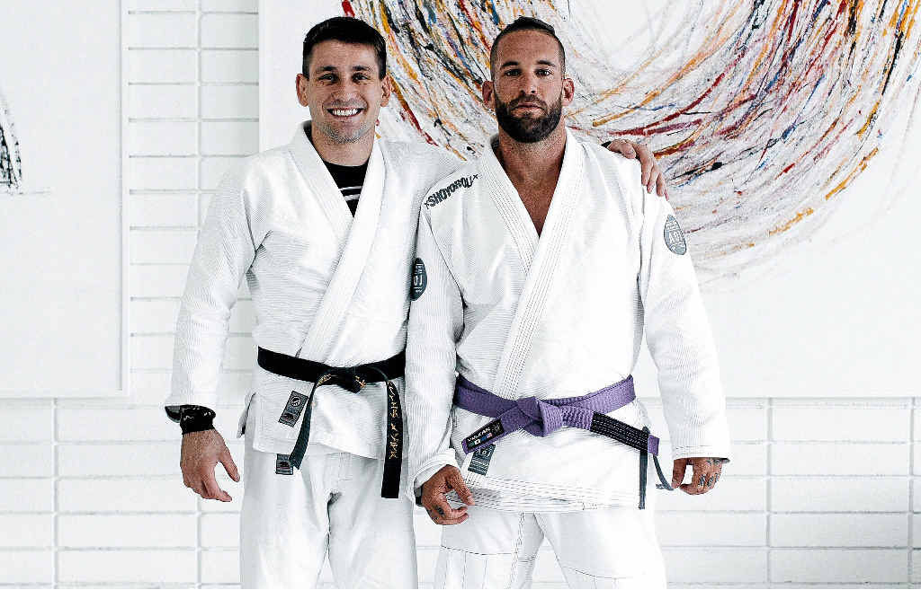MIRACLE MAN: Danny Borg (right) next to six time Brazilian Jiu-Jitsu world champion Rafael Mendes and (inset) on his wedding day with his wife Roz. MIRACLE MAN: Danny Borg (right) next to six time Brazilian Jiu-Jitsu world champion Rafael Mendes and (inset) on his wedding day with his wife Roz.