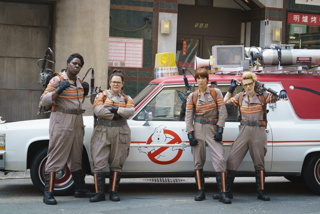 Leslie Jones, Melissa McCarthy, Kristen Wiig and Kate McKinnon in a scene from the movie Ghostbusters. Leslie Jones, Melissa McCarthy, Kristen Wiig and Kate McKinnon in a scene from the movie Ghostbusters.