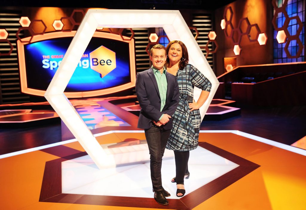 Hosts of The Great Australian Spelling Bee Grant Denyer and Chrissie Swan. Contributed Channel Ten. Hosts of The Great Australian Spelling Bee Grant Denyer and Chrissie Swan. Contributed Channel Ten.