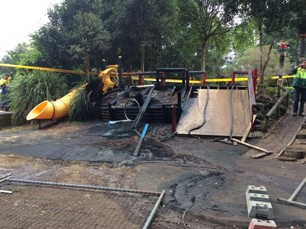 The damage at Heritage Park Lismore following last night's fire. The damage at Heritage Park Lismore following last night's fire.
