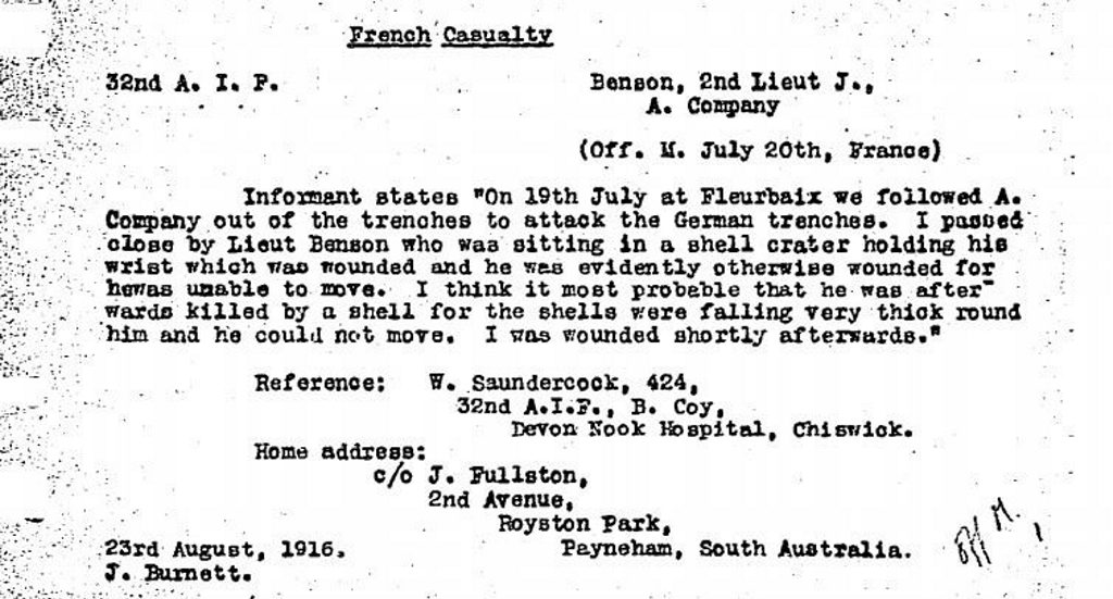 KILLED IN ACTION: Bundaberg-born soldier Lt James Benson died in Fromelles. KILLED IN ACTION: Bundaberg-born soldier Lt James Benson died in Fromelles.