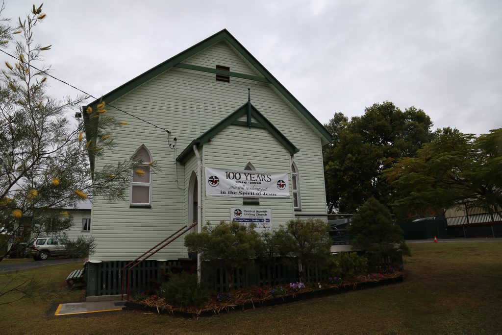 The Mundubbera Uniting Church celebrated its 100th anniversary on July 16 and 17 2016. The Mundubbera Uniting Church celebrated its 100th anniversary on July 16 and 17 2016.