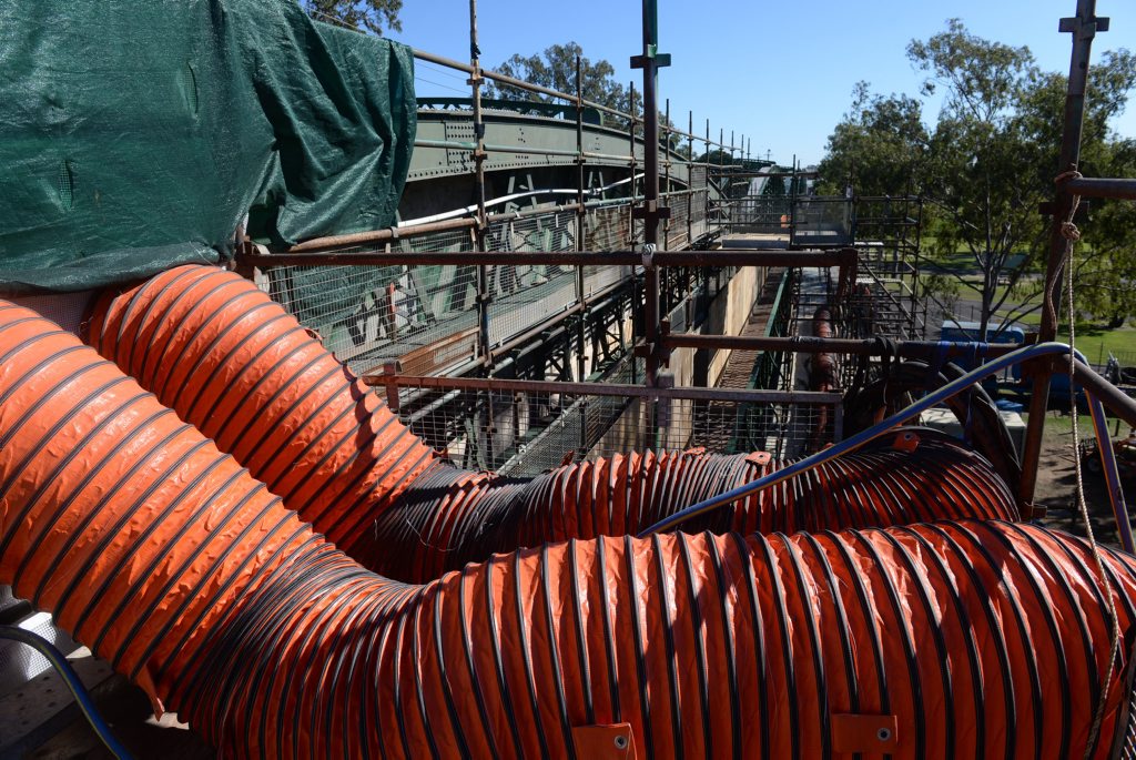 FRESH COAT: The repair and repainting of the Burnett Traffic Bridge.
