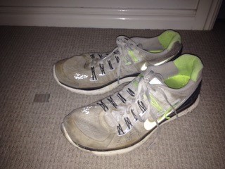 The joggers Jean Harris found in her doorway after her home was burgled. The joggers Jean Harris found in her doorway after her home was burgled.