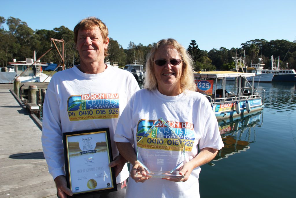 WINNERS: Simon and Lorraine Freeden from Byron Bay Eco Cruises & Kayaks. Photo Veda Dante. WINNERS: Simon and Lorraine Freeden from Byron Bay Eco Cruises & Kayaks. Photo Veda Dante.
