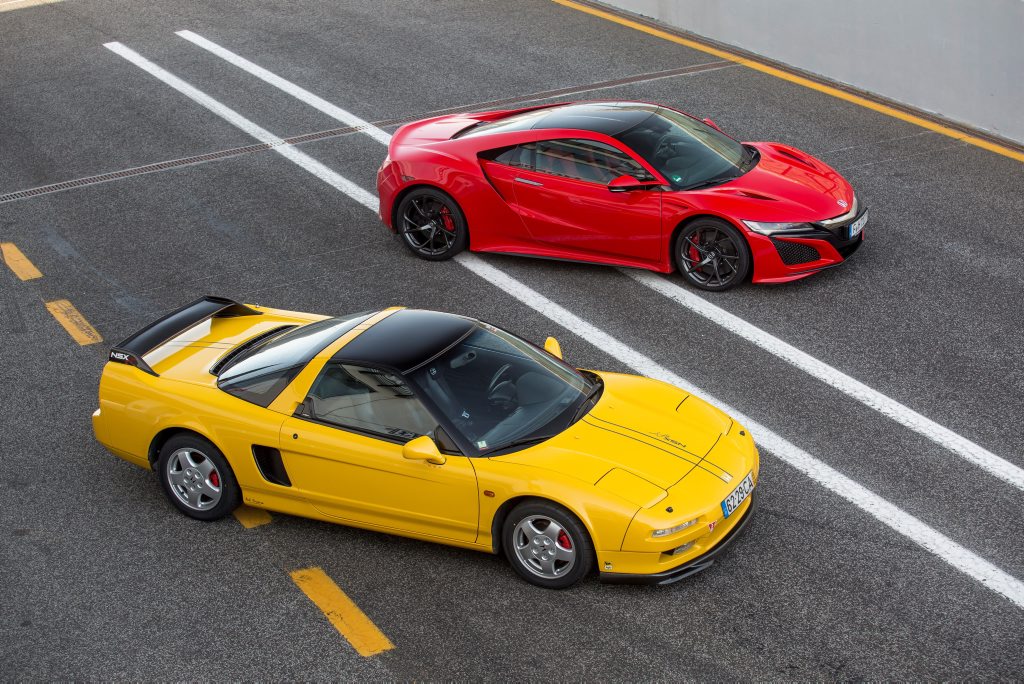2017 Honda NSX hybrid supercar pictured with the first generation NSX of 1990. Photo: Contributed 2017 Honda NSX hybrid supercar pictured with the first generation NSX of 1990. Photo: Contributed