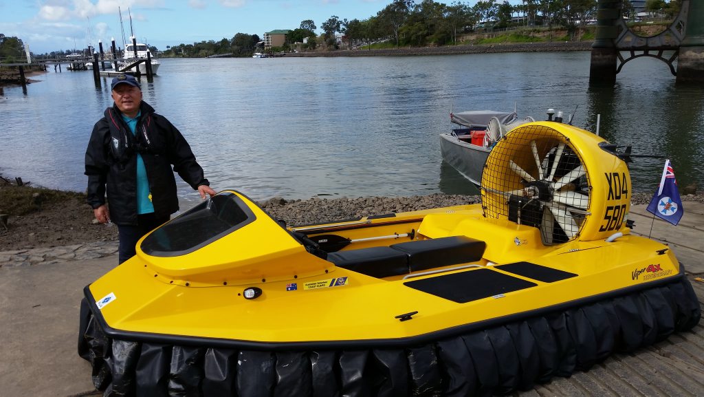 HIGHLIGHT:  Rocker Billy Idol arrives by hovercraft as part of the pre-game entertainment in the NRL Grand Final at Telstra Stadium, 2002.