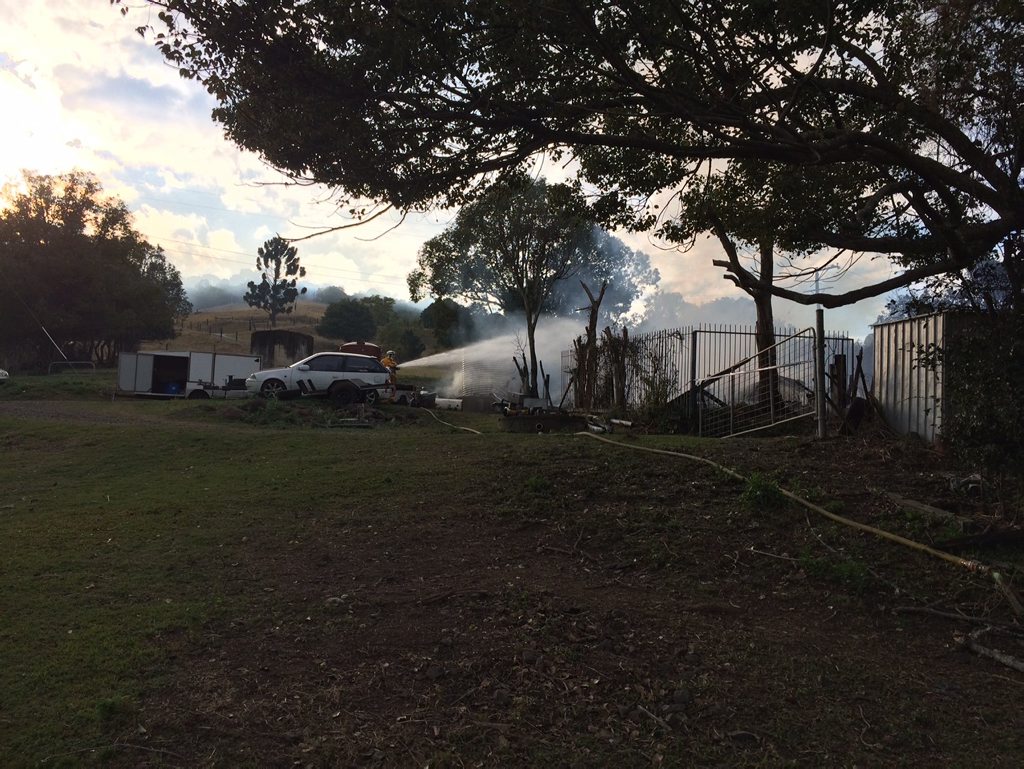 The scene of a fire at Booerie Creek this morning. The scene of a fire at Booerie Creek this morning.