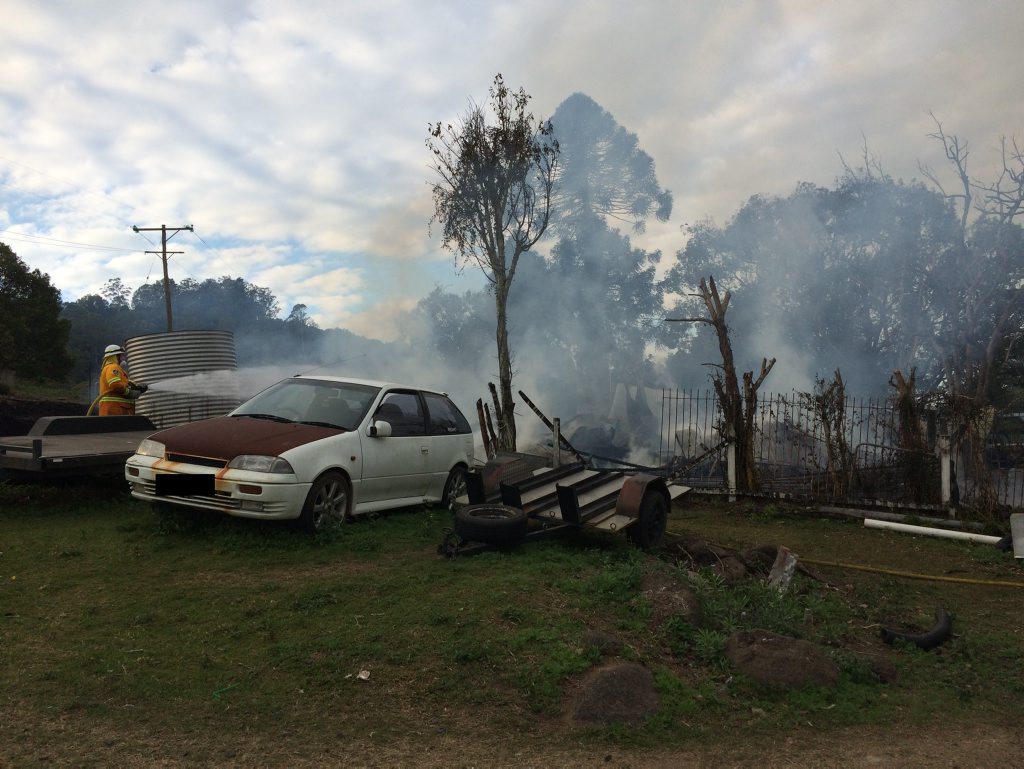 The scene of a fire at Booerie Creek this morning. The scene of a fire at Booerie Creek this morning.