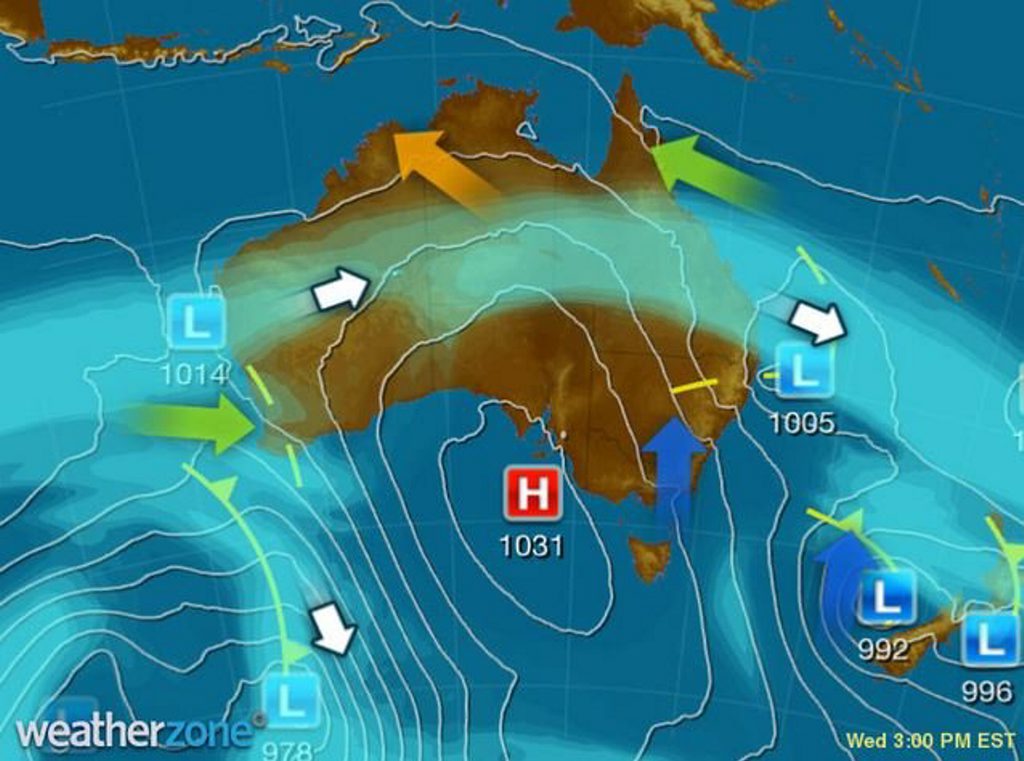 The synoptic charts are showing the forming East Coast Low. The synoptic charts are showing the forming East Coast Low.