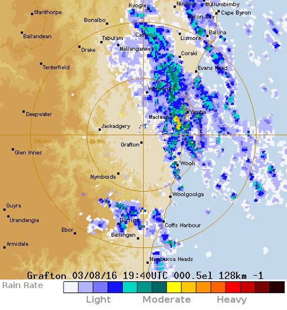 Radar image from Bureau of Meteorology showing conditions overnight. Radar image from Bureau of Meteorology showing conditions overnight.
