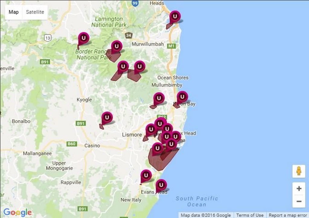 A map of current power outages from the Essential Energy website. A map of current power outages from the Essential Energy website.