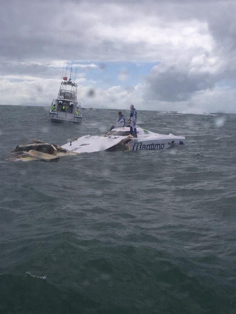 Presley Andrew posted of Facebook what was left of a superboat after a high speed crash during Photo: Contributed Presley Andrew posted of Facebook what was left of a superboat after a high speed crash during Photo: Contributed