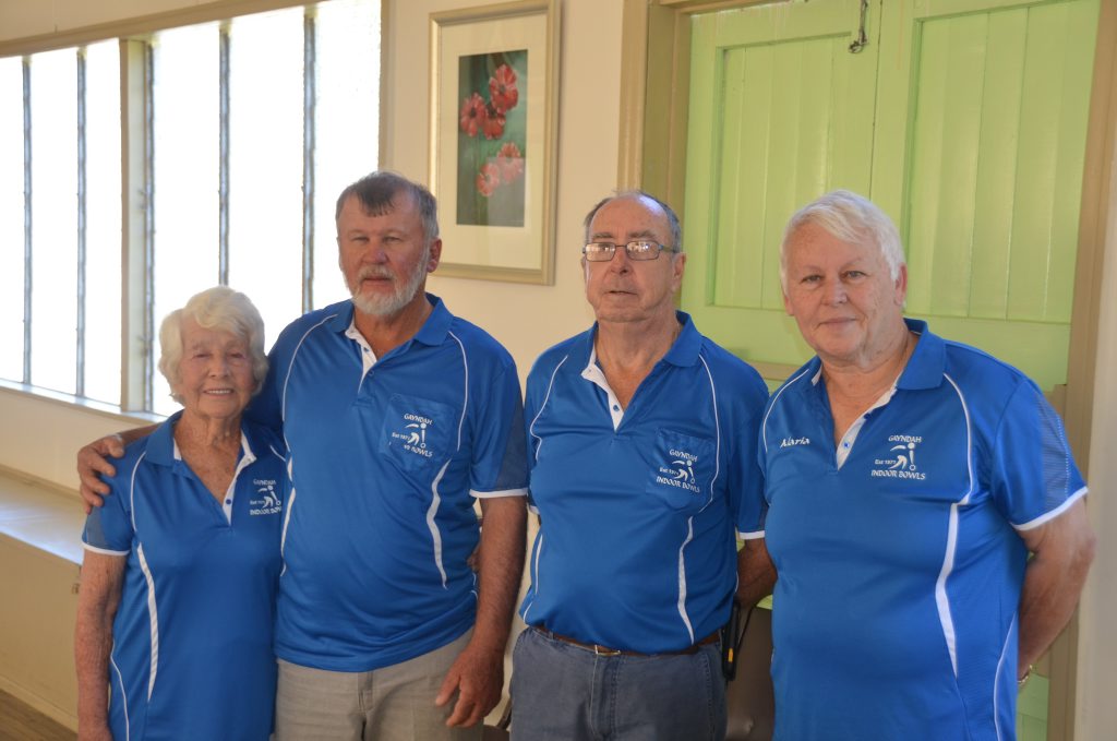 PAIRS: The winning pairs team of Gary Taylor and Rita Davis alongside second placed Rob Miller and Maria Hunt. PAIRS: The winning pairs team of Gary Taylor and Rita Davis alongside second placed Rob Miller and Maria Hunt.