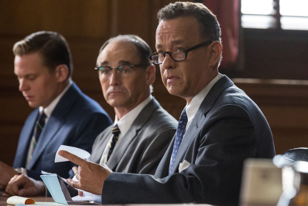 FOR REVIEW AND PREVIEW PURPOSES ONLY. From left, Rudolf Abel, Mark Rylance and Tom Hanks in a scene from the movie Bridge of Spies. Supplied by Fox Australia Film. Please credit photo to Jaap Buitendijk. FOR REVIEW AND PREVIEW PURPOSES ONLY. From left, Rudolf Abel, Mark Rylance and Tom Hanks in a scene from the movie Bridge of Spies. Supplied by Fox Australia Film. Please credit photo to Jaap Buitendijk.