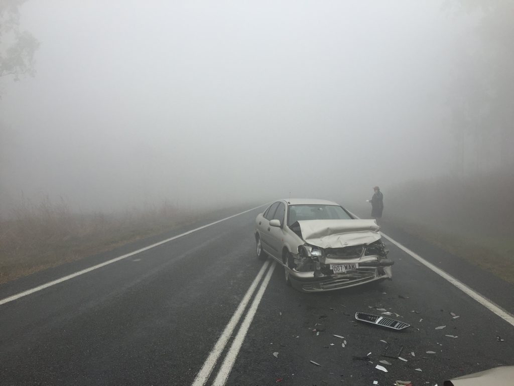 The Bruce Hwy has been closed in both directions after thick smoke and fog blanketed the road. The Bruce Hwy has been closed in both directions after thick smoke and fog blanketed the road.