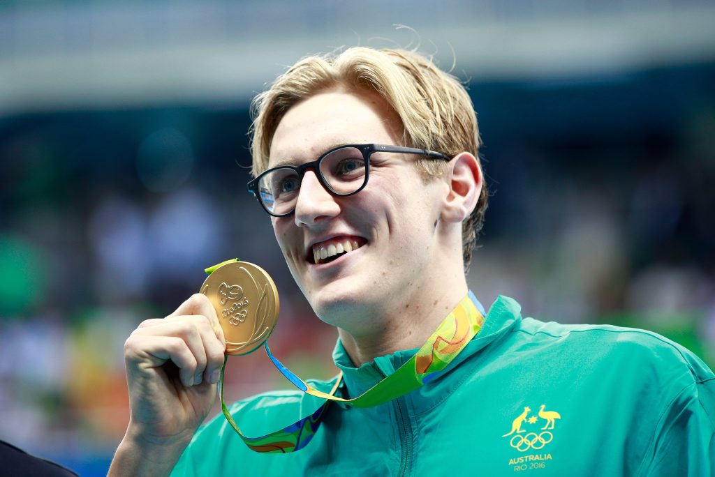 RIO DE JANEIRO, BRAZIL - AUGUST 06: Gold medalist Mack Horton of Australia poses during the medal ceremony for the Final of the Men's 400m Freestyle on Day 1 of the Rio 2016 Olympic Games at the Olympic Aquatics Stadium on August 6, 2016 in Rio de Janeiro, Brazil. (Photo by Adam Pretty/Getty Images) RIO DE JANEIRO, BRAZIL - AUGUST 06: Gold medalist Mack Horton of Australia poses during the medal ceremony for the Final of the Men's 400m Freestyle on Day 1 of the Rio 2016 Olympic Games at the Olympic Aquatics Stadium on August 6, 2016 in Rio de Janeiro, Brazil. (Photo by Adam Pretty/Getty Images)