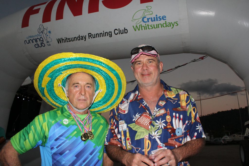 Mark McConkey and ABC presenter Meech Philpot after the fun run. Photo Peter Carruthers / Whitsunday Times