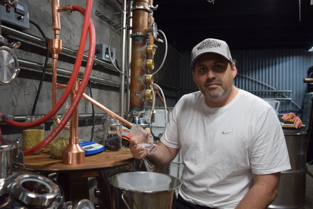 LOCAL FLAVOUR: Matthew Drane with a new batch of Waterview Heart and Soul gin. Photo: Eliza Goetze / NewsMail LOCAL FLAVOUR: Matthew Drane with a new batch of Waterview Heart and Soul gin. Photo: Eliza Goetze / NewsMail