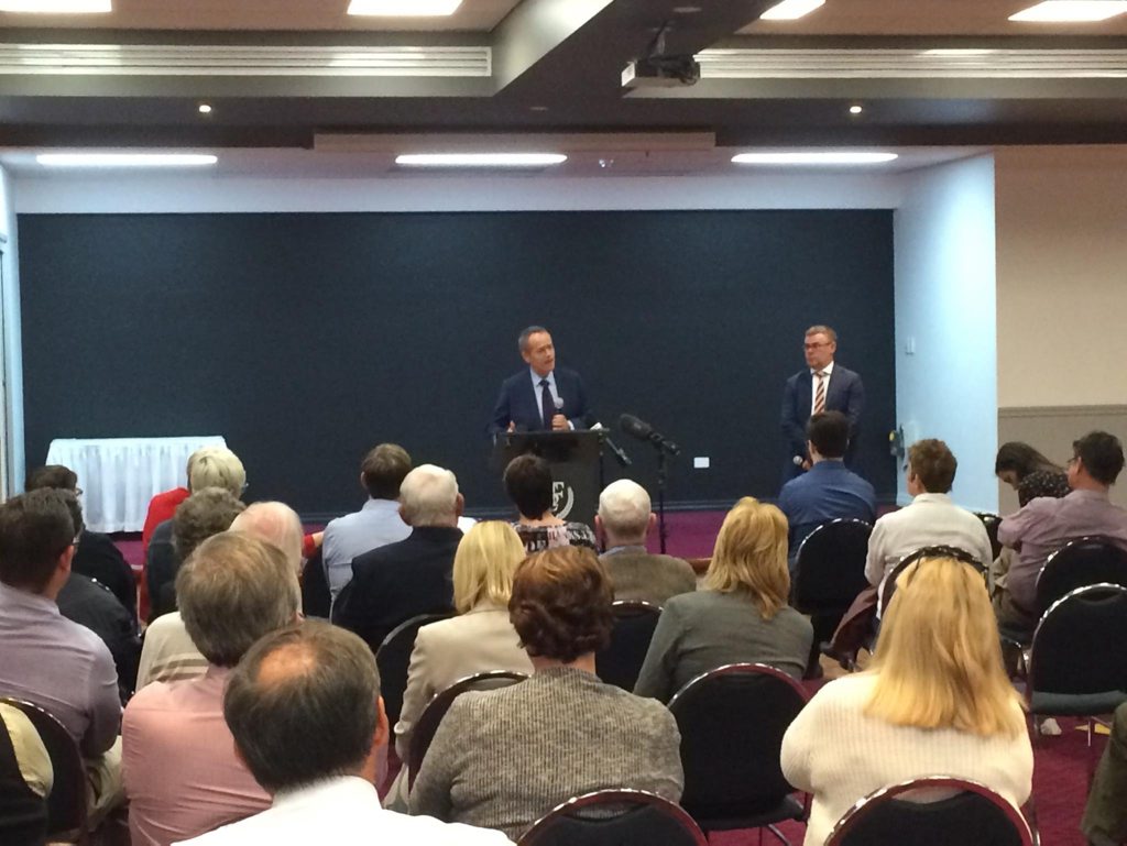 Opposition leader Bill Shorten at the community forum in Rockhampton Opposition leader Bill Shorten at the community forum in Rockhampton