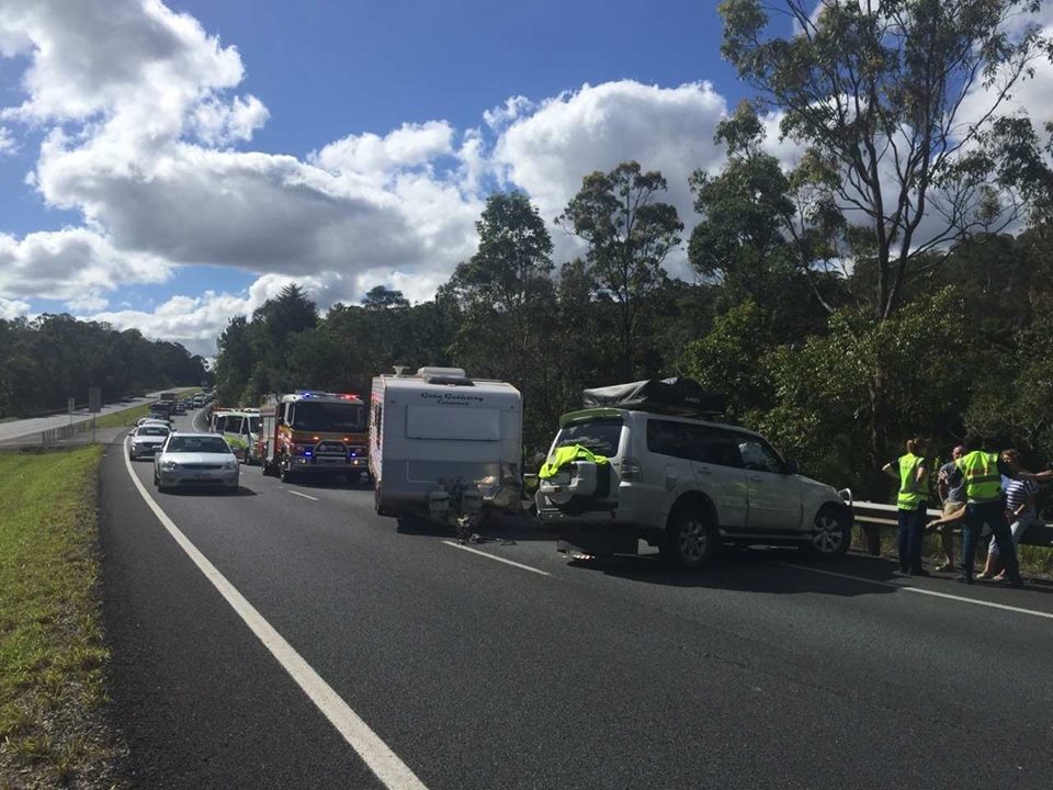 Car towing caravan crashes on Bruce Highway Sunshine Coast Daily