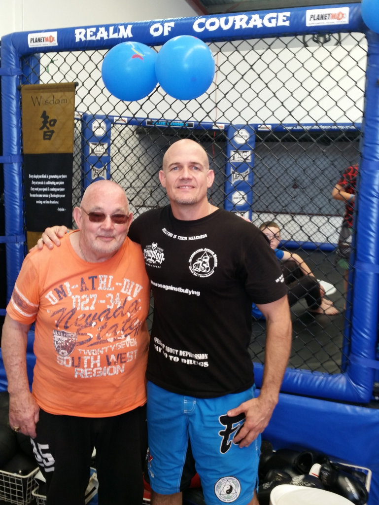Otto Acron and Michael Green at Sunday's Bench Press and Pushups for Inner Peace event at Integrated Martial Arts Wellbeing Centre. Otto Acron and Michael Green at Sunday's Bench Press and Pushups for Inner Peace event at Integrated Martial Arts Wellbeing Centre.
